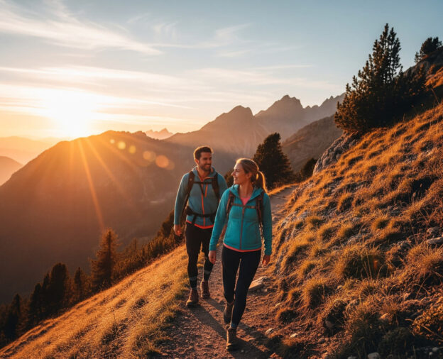 Ligar en el chat y haciendo senderismo